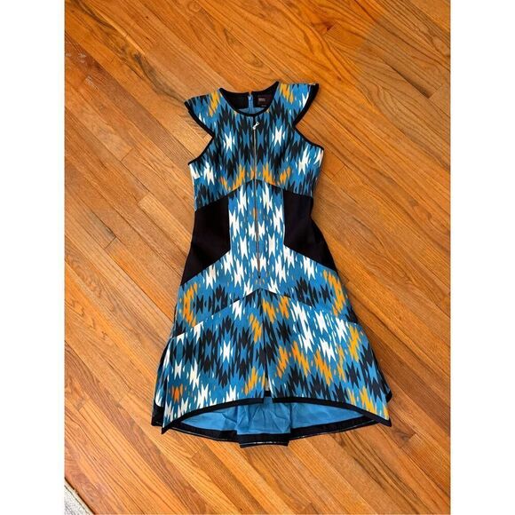 Bibhu Mohapatra 2000s Geometric Print Silk Designer Dress Size 6 - Picture 4 of 16